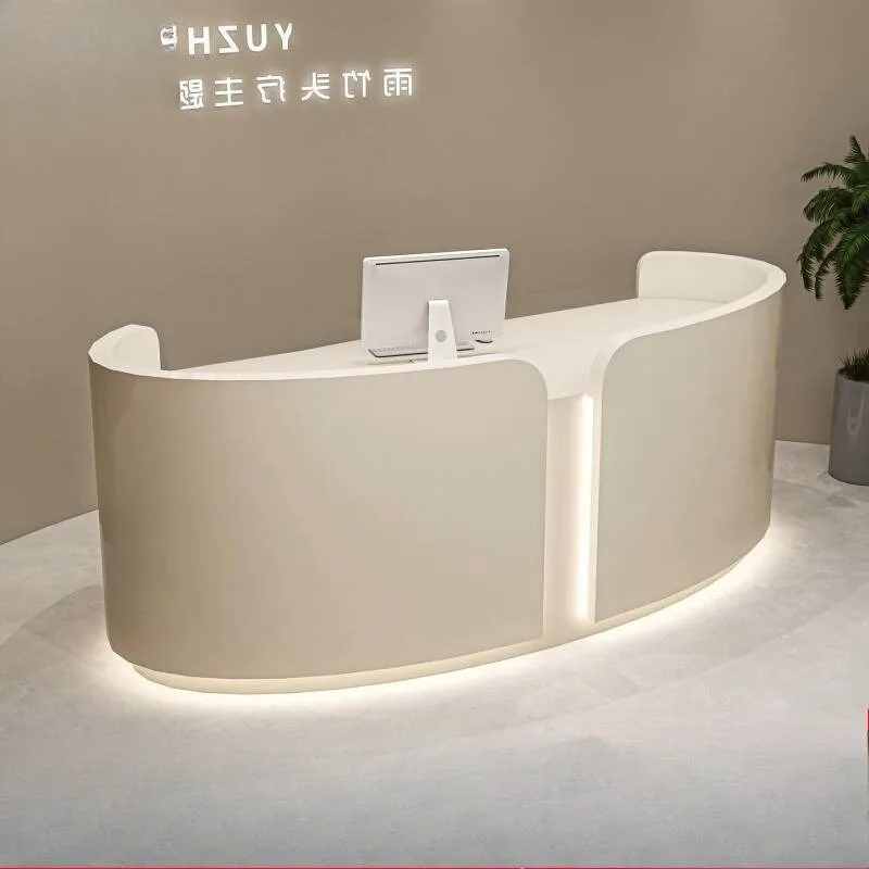 

Restaurant Front Desk Reception Counter Barber U Shape Arched Reception Desks Beauty Salon Mostrador Recepcion Office Furniture