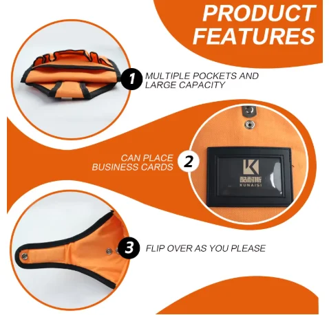 Professional Auto Tint Tool Belt, Durable Nylon Waist Bag with Multi-Pockets Snap Fastener for Window Film Installation Accessor