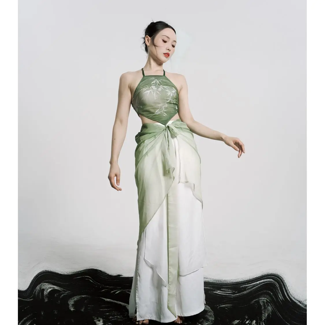 Stile corto, nuova bretella in stile cinese, danza classica, stile cinese, rete ad alta elasticità, elegante