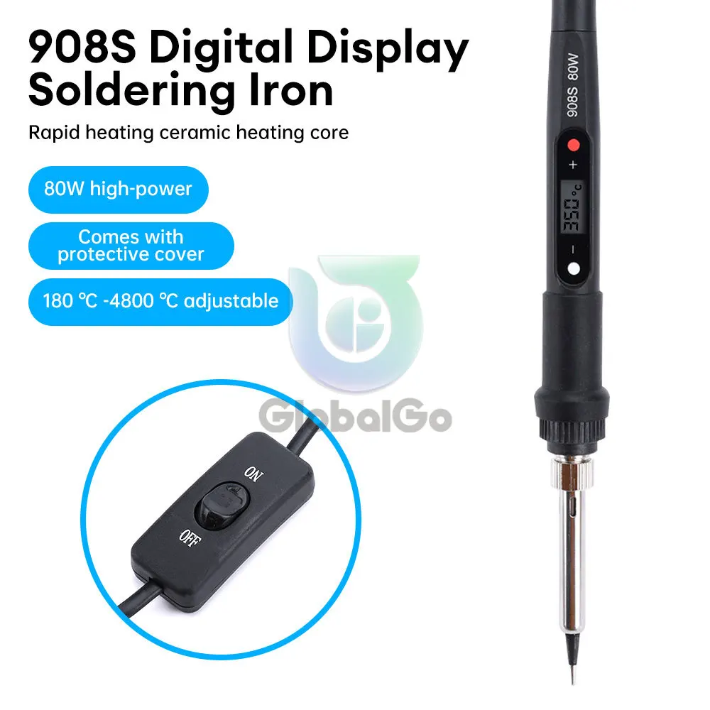 

80W Electric Soldering Iron With Switch LED Digital Adjustable Temperature Electric Solder Iron Rework Station Welding Tool