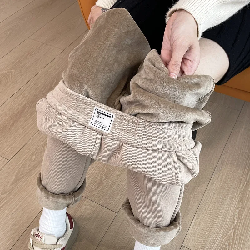 Zimowe, ocieplane, grube spodnie dresowe z polaru, sportowe spodnie, grube, ciepłe spodnie z sztruksu, codzienne spodnie damskie.