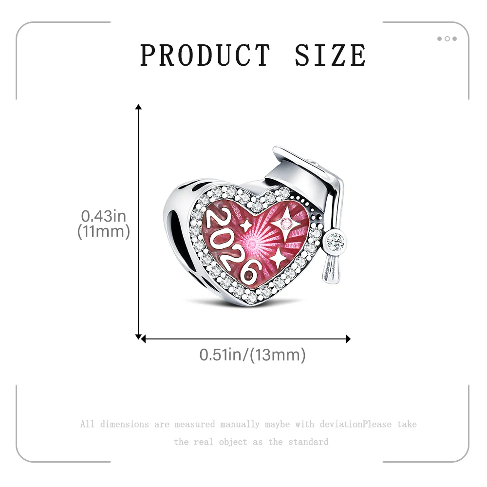 جديد 925 فضة سحر 2026 الوردي قبعة التخرج الخرز صالح سوار المرأة DIY بها بنفسك مجوهرات الحب اليومية الساخن محظوظ الهدايا