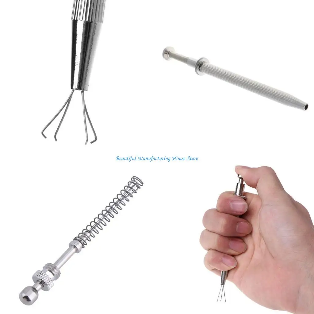 

E56A Piercing Ball Grabber Tool Pick Up Tool with 3/4 Prongs Holding Diamond Claw for Small Parts Pickup Prong Tweezer