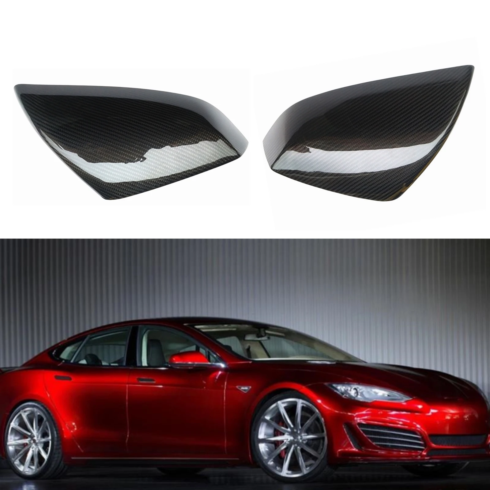 

Car Mirror Cover Add On Exterior Rear View Cases Rearview Reverse Shells Cap Carbon Fiber For Tesla Model S 2021-2022