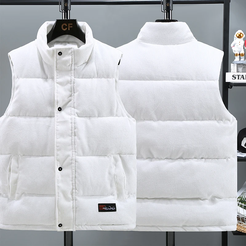 

Мужской зимний утепленный вельветовый жилет с воротником-стойкой, модный теплый жилет с подплечниками, приталенный крой, молодежная верхняя одежда