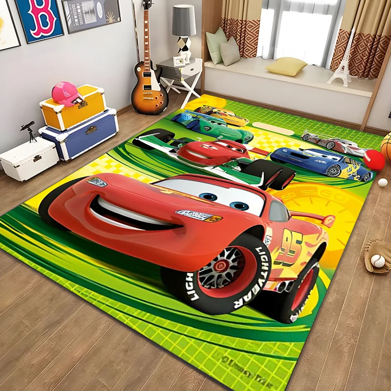 Disney-Tapis à motif Mcqueen Red Cars Rains, Tapis de jeu pour chambre à coucher, Tapis de salon, Polymères rampants, Cadeau de Noël