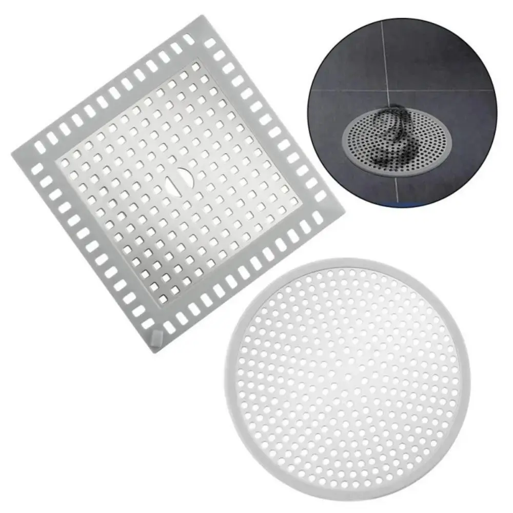 304 Stainless Steel Floor Drain Filter Anti-Clogging Round/Square Bathtub Hair Catcher Silicone Edging Removable