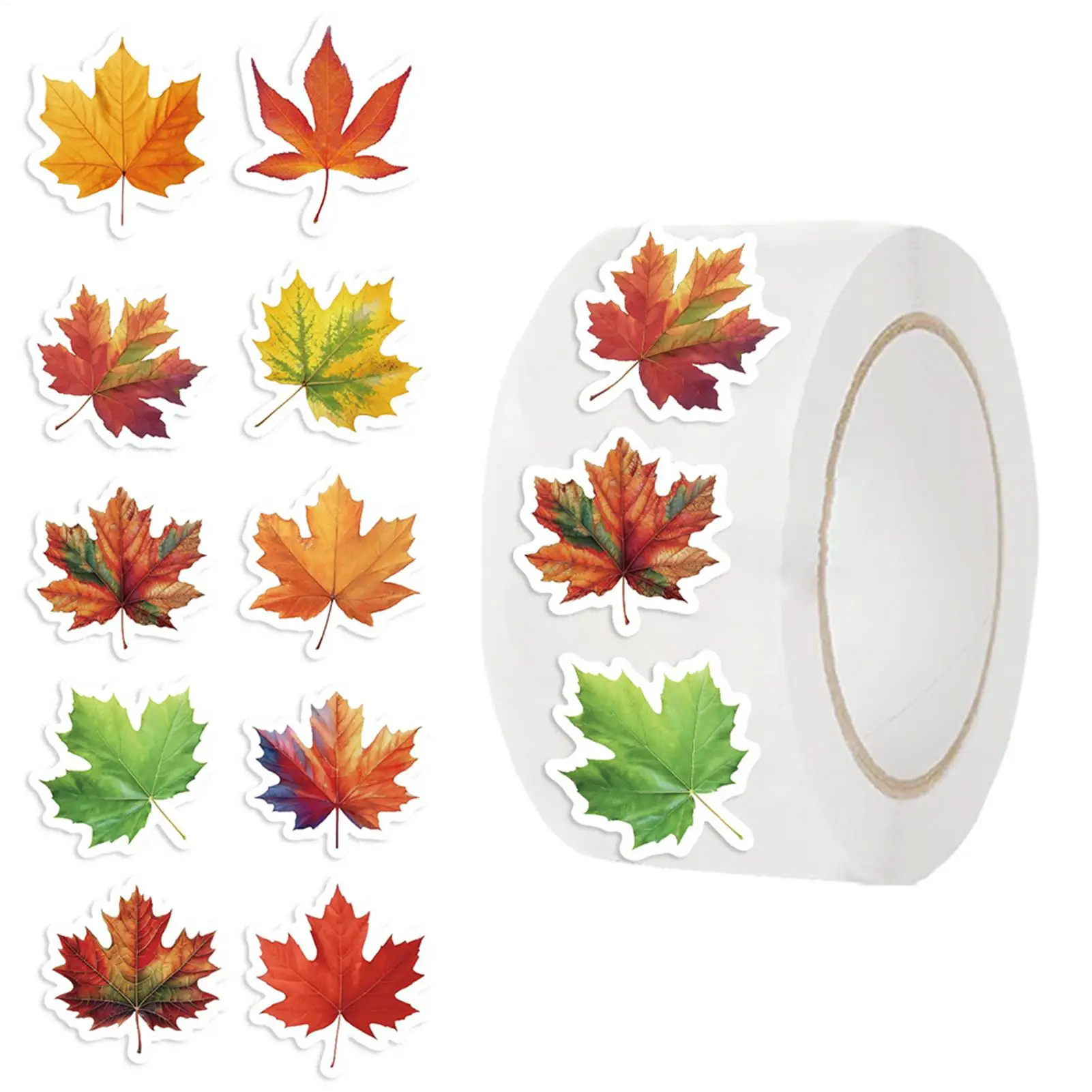 500PCS Maple Leaves Roll Stickers Gift Decor DIY Phone Scrapbooking Bottles Waterproof Room Modern Home Sealing Stickers