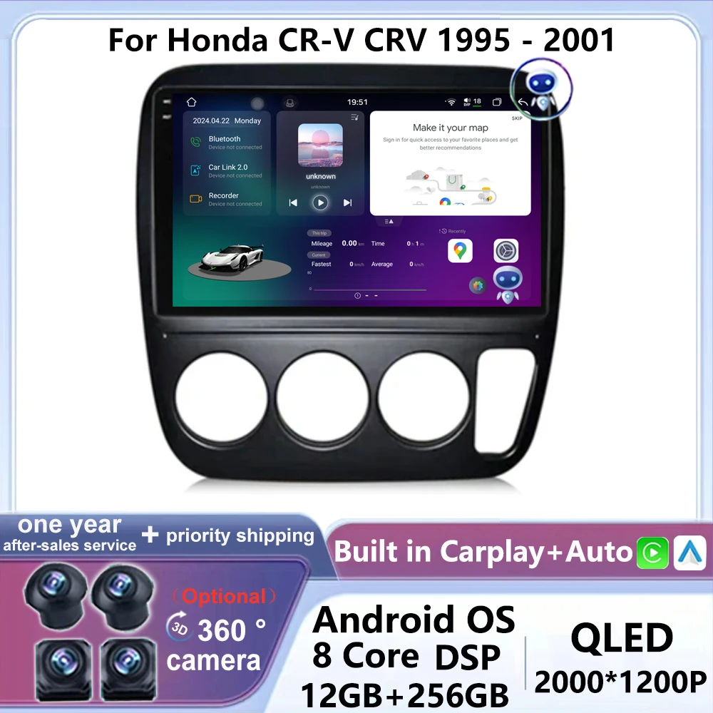 

Android 14 For Honda CR-V CRV 1995 - 2001 Carplay Android Auto Multimedia Video Player Car Radio Navigation Stereo GPS DSP IPS