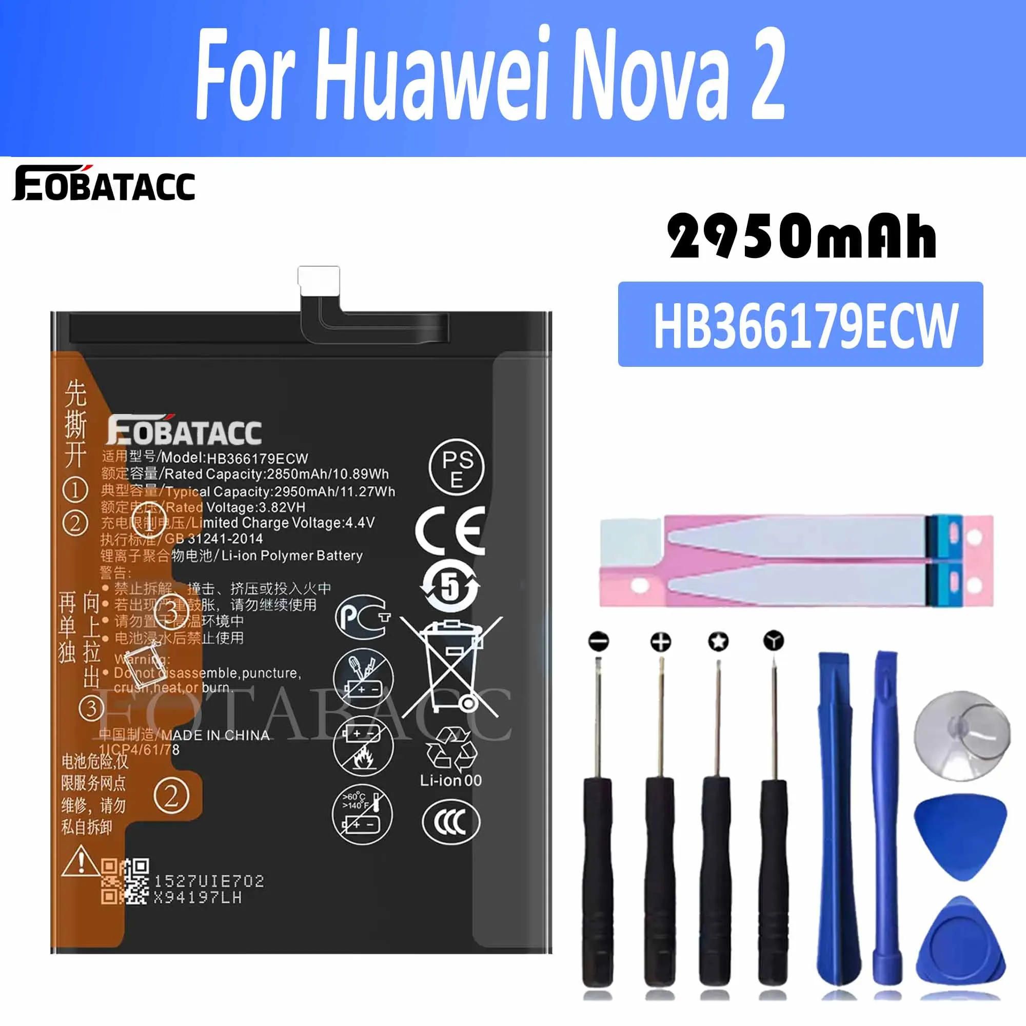 

EOTABACC New 100% High Quality HB366179ECW Battery For HUAWEI Nova 2 Mobile Phone Bateria