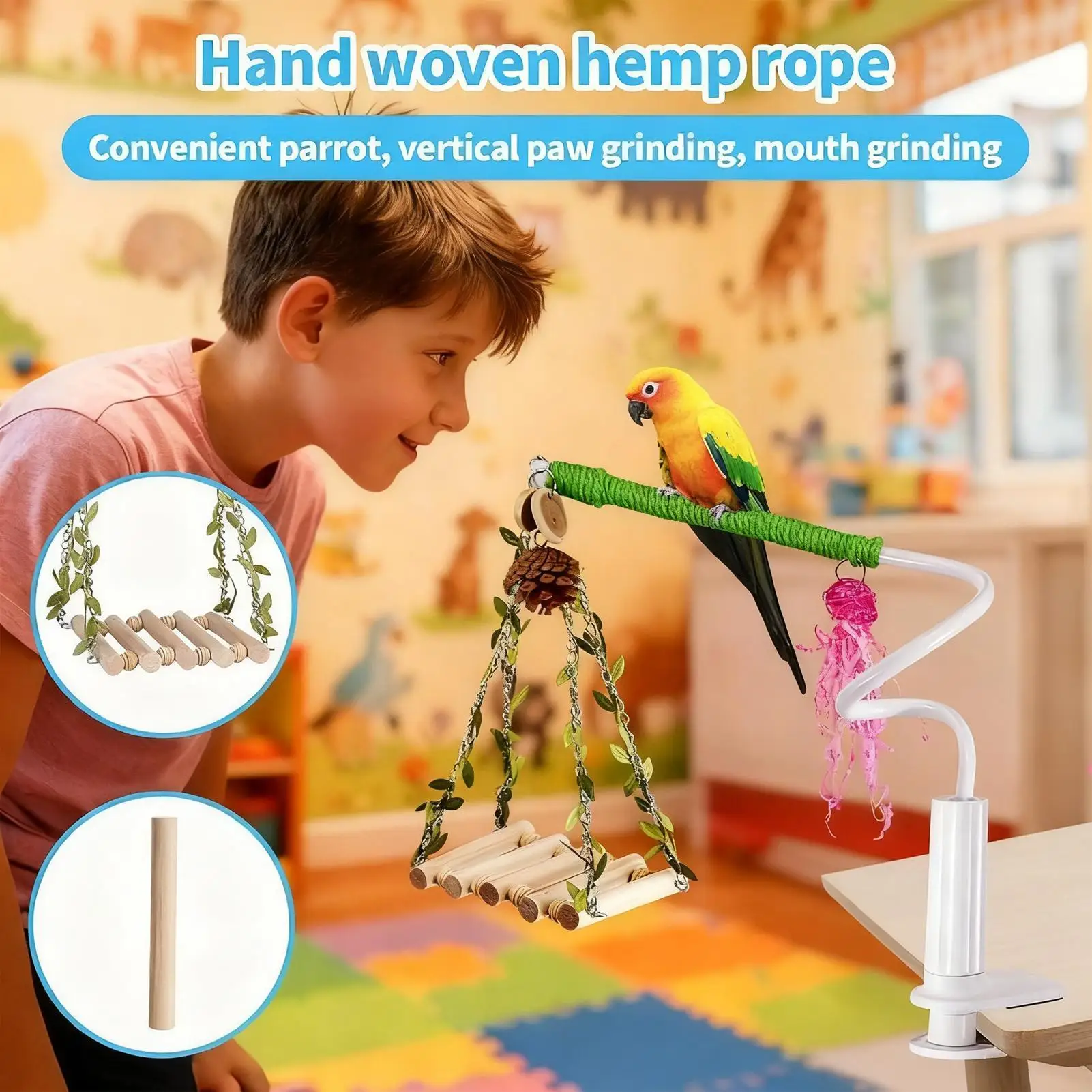 Cockatiel Perch Desktop Training Pole With Clip BendableBird Stand Perch For Canary Finch Cockatiel Lovebird Hummingbird Living