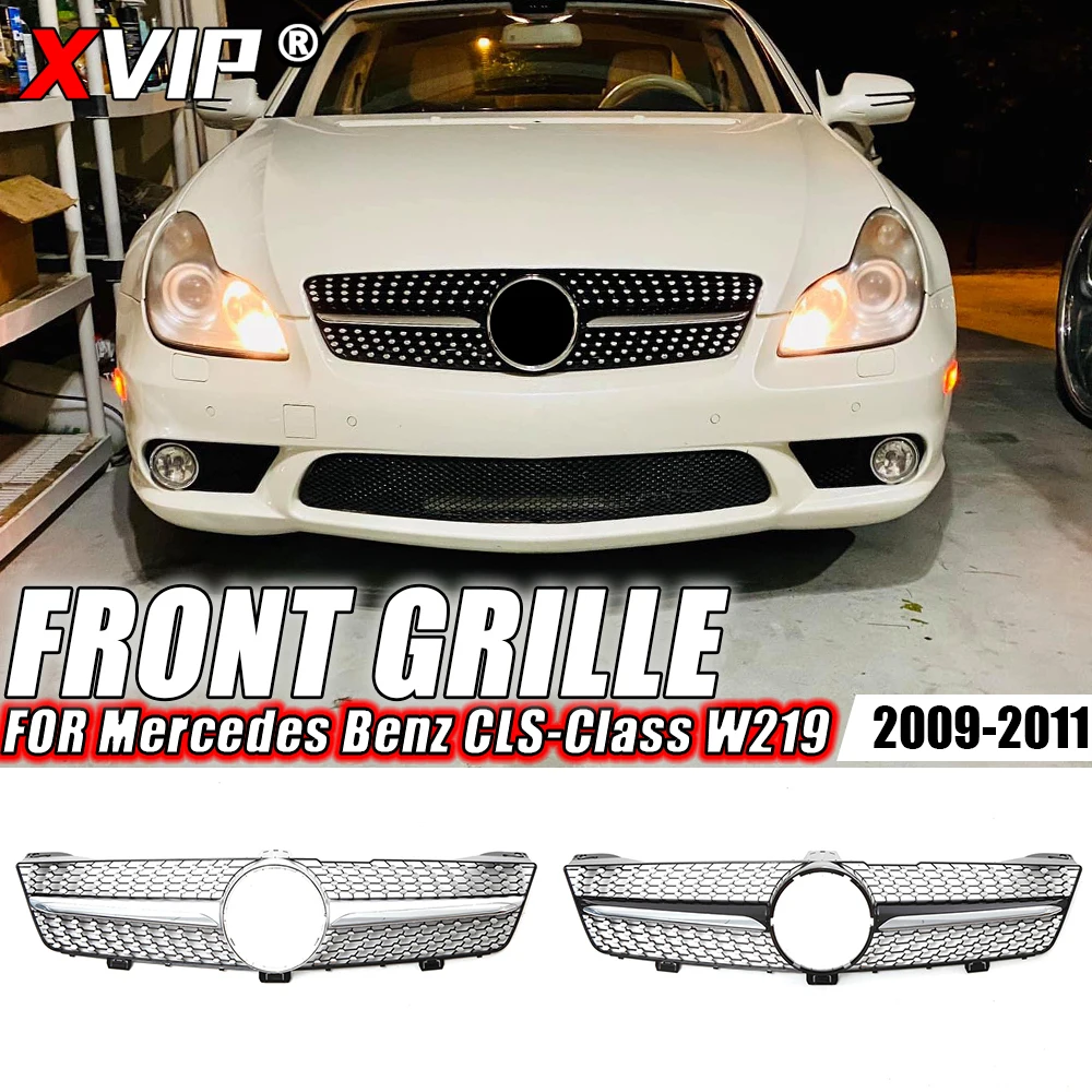 

XVIP Chrome Silver Diamonds Style Racing Grille For Mercedes Benz CLS-Class W219 CLS63 AMG CLS500 CLS550 09-11 AMG Style Grilles