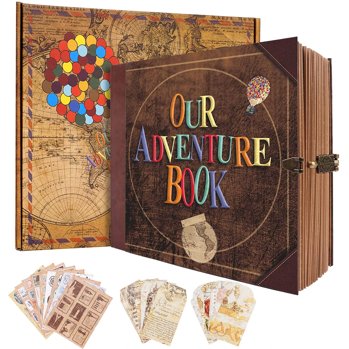 146 Seiten Handgemachte Album Zwischenablage Unser Adventure-Buch, Vintage-Kraftpapier, Muttertags-Valentinstagsgeschenk