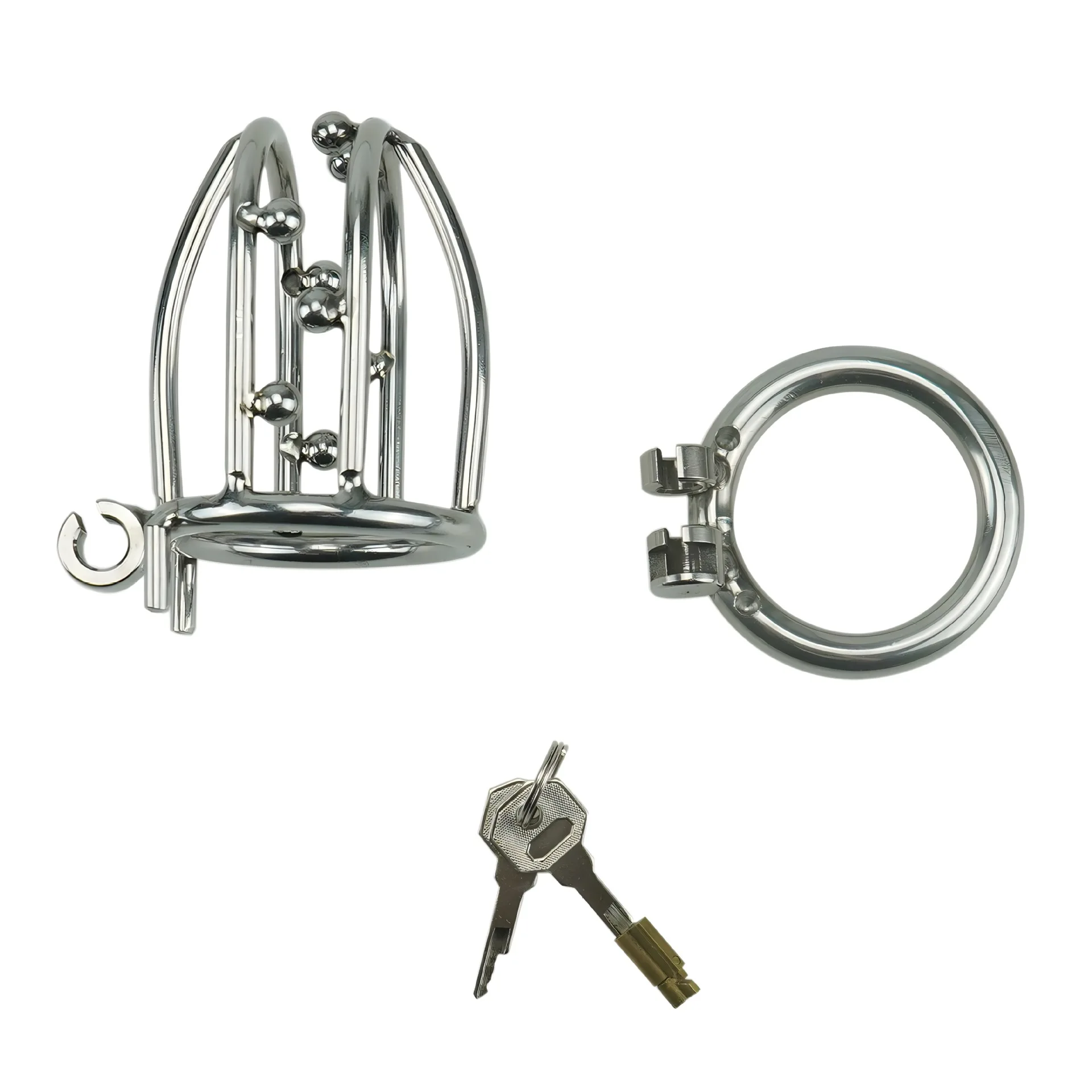 New Male Penis Lock Chastity Cage Kit With Beads Virginity For Men Breathable Cock Ring Penis Fetish Restrain Stainless Steel