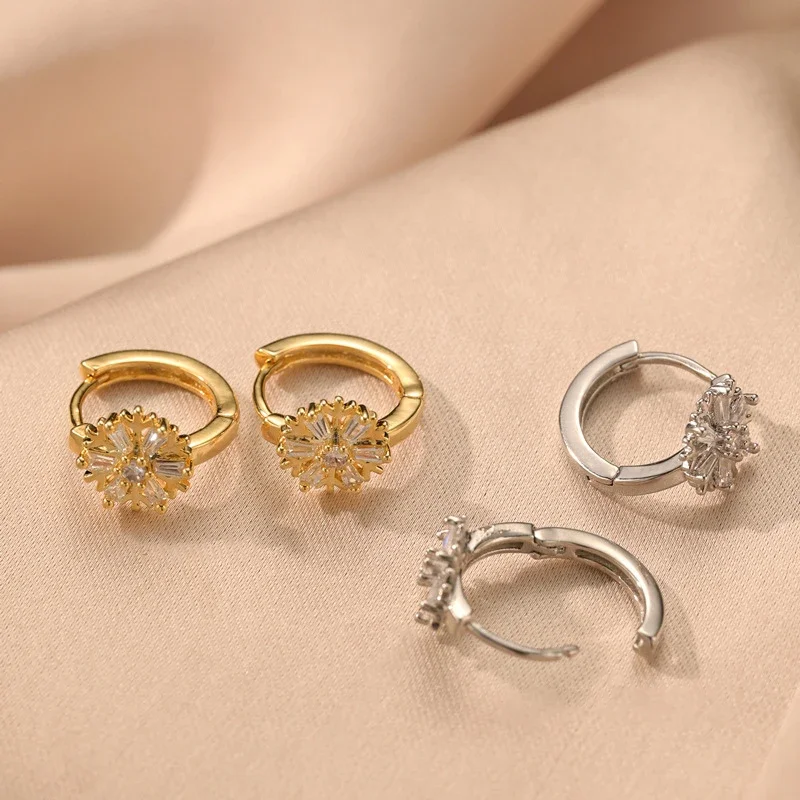 جديد أزياء المرأة الخفيفة الفاخرة الزركون ندفة الثلج أقراط الحلو الجمال مجوهرات هدية عيد ميلاد #1