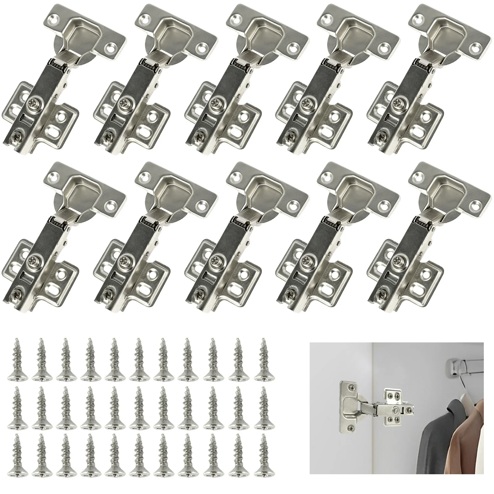 

10-40 Pcs Hinges Cold Rolled Steel Hydraulic Cabinet Door Hinge Damper Buffer Soft Quiet Closing for all Cupboard Furniture