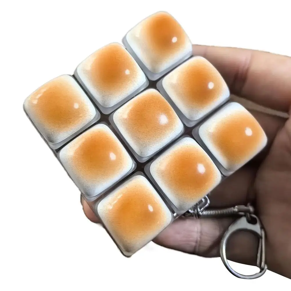 Karamell-Brot-Tastenkappen-Fidget-Spielzeug mit Leuchtfunktion – Stressabbau-Clicker für Studenten, Büro, Rucksack oder Tastatur