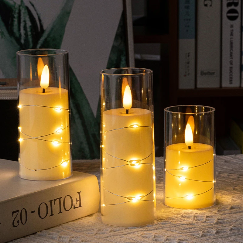 Flameless LED Candles Star String With Battery Camping Room Wedding Party Decoration Atmosphere Realistic Flame Candle Light
