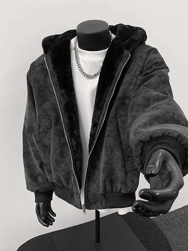 Thiened فرو الأرنب الصناعي مقنعين القطن Jaet المرأة شتاء دافئ مبطن سترة الوقوف تناسب طويلة Sve سستة إغلاق Bla...