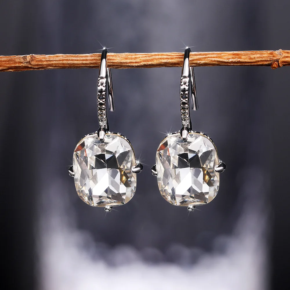 Luxury White Cubic Zirconia Dangle Earrings for Women Wedding Engagement Party Female Elegant Accessories Wedding Party Jewelry