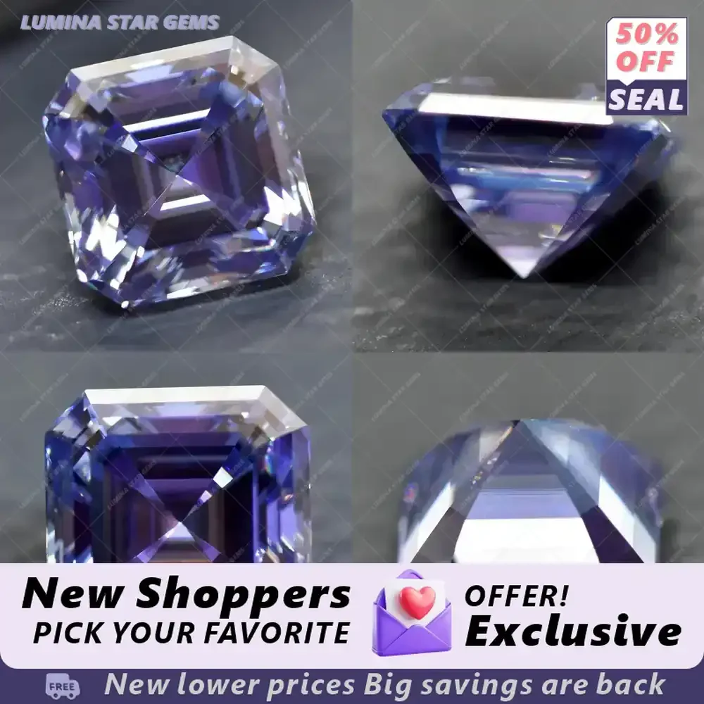 

Лавандовый муассанит, камень Ашер-каймо, выращенный в лаборатории, для изготовления женских украшений и подвесок, с сертификатом