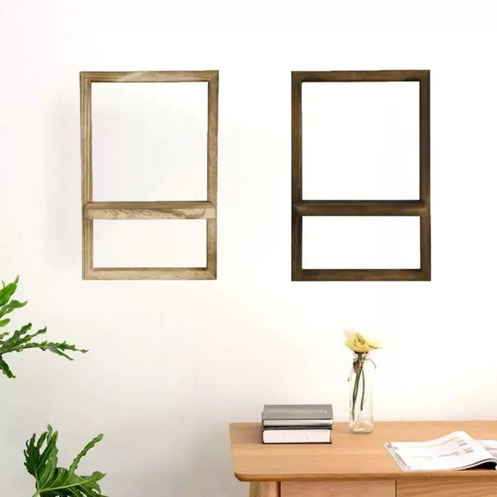 

Practical Wood Wall Hanging Shelf Decorative Simple Wooden Display Shelf Handmade Door Frame Shaped Flower Pot Shelf Living Room