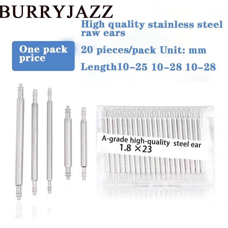 BURRYJAZZ 20Pcs Spring bars Dia 1.8mm Watch Strap link Pins fits Width 10mm-28mm Watch band Strap Buckle stainless steel Links