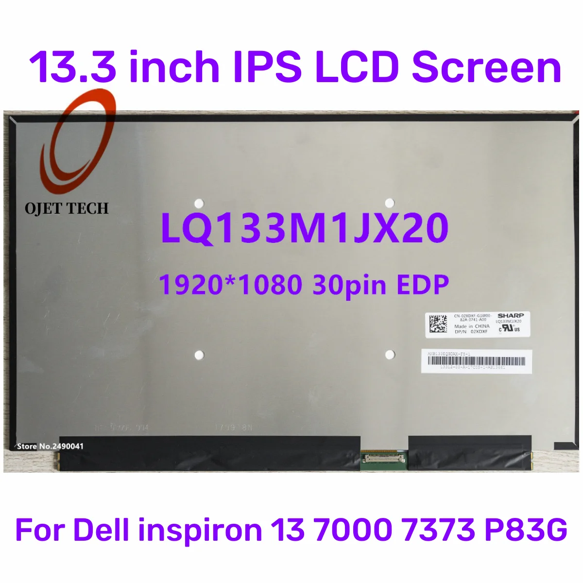 

13.3" IPS Laptop LCD Screen LQ133M1JX20 For DELL Inspiron 13 7000 7373 P83G LED Matrix Display 100% sRGB FHD 1920x1080 30pin eDP