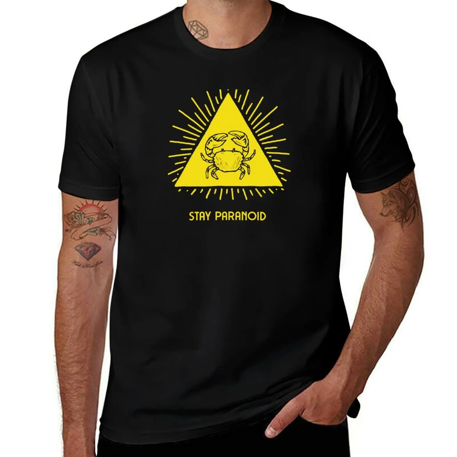 

Stay paranoid crab yellow T-Shirt man t shirt cotton high quality g man t shirts for men t shirts for man cotton soft T-Shirt