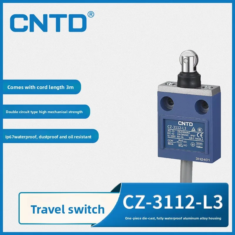 Limit Stroke Switch Waterproof Type CZ-3112 Stainless Steel Wheel with Wire 3 Meters