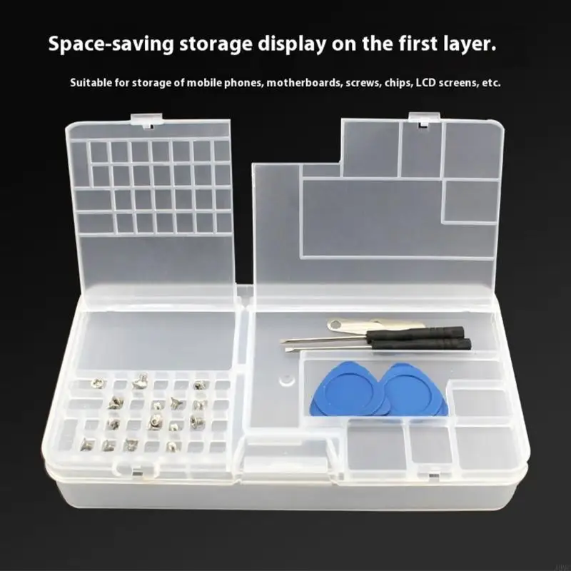 Durability Double Layer Tool Organizers Box With Removable Tray And Clear Frame For Easy Access And Portable Storage Box J0MC