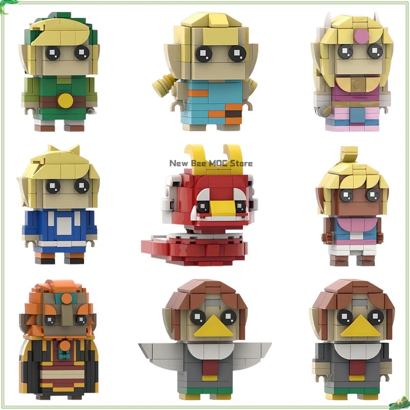 

MOC Горячая игра, фигурки, набор строительных блоков, мультяшная кукла Zeldaed, модель Brickheadz, сделай сам, детская головоломка, сборная игрушка, подарок на день рождения
