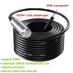 水位センサー,水タンク用,静水圧プローブ,1m, 2m, 3m, 5m, 10m, 15m,4-20ma,0-10v