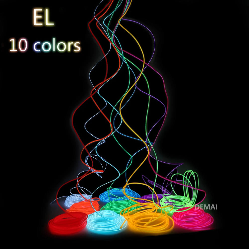 Filo EL de neón Flexible 1M/2M/3M/5M/10M EL Draht Led fiesta de baile Atmosphäre decoración Lampe RopeTube Wasserdichte Mehrfarbige