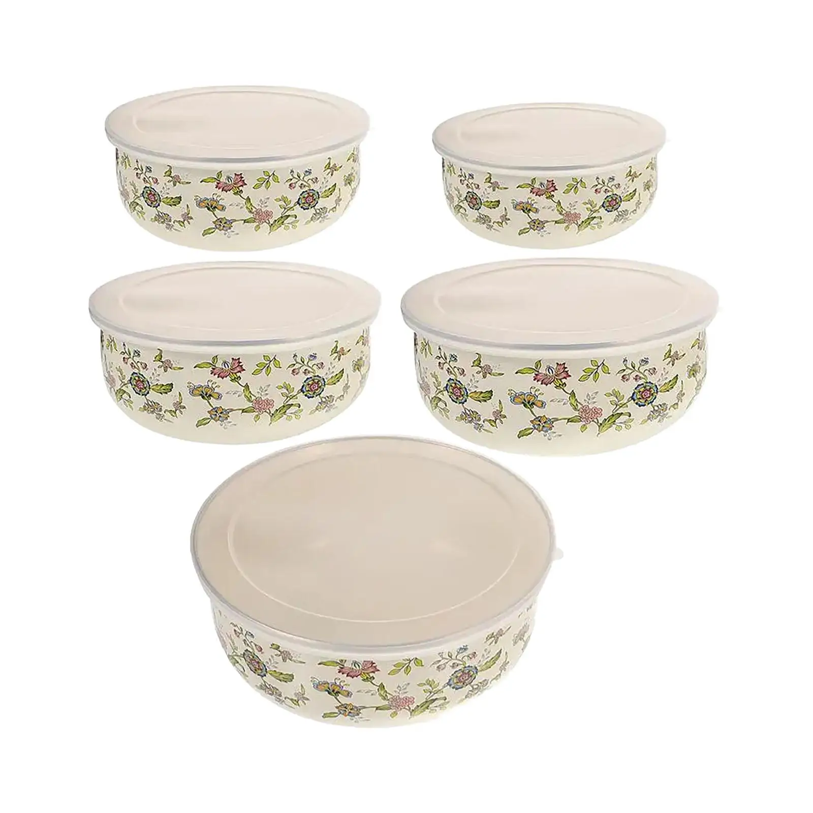 Mistura Bowl Set com tampas herméticas, Food Storage Container, Talheres, versátil assentamento Bowls, Food Serving Container, 5 PCs