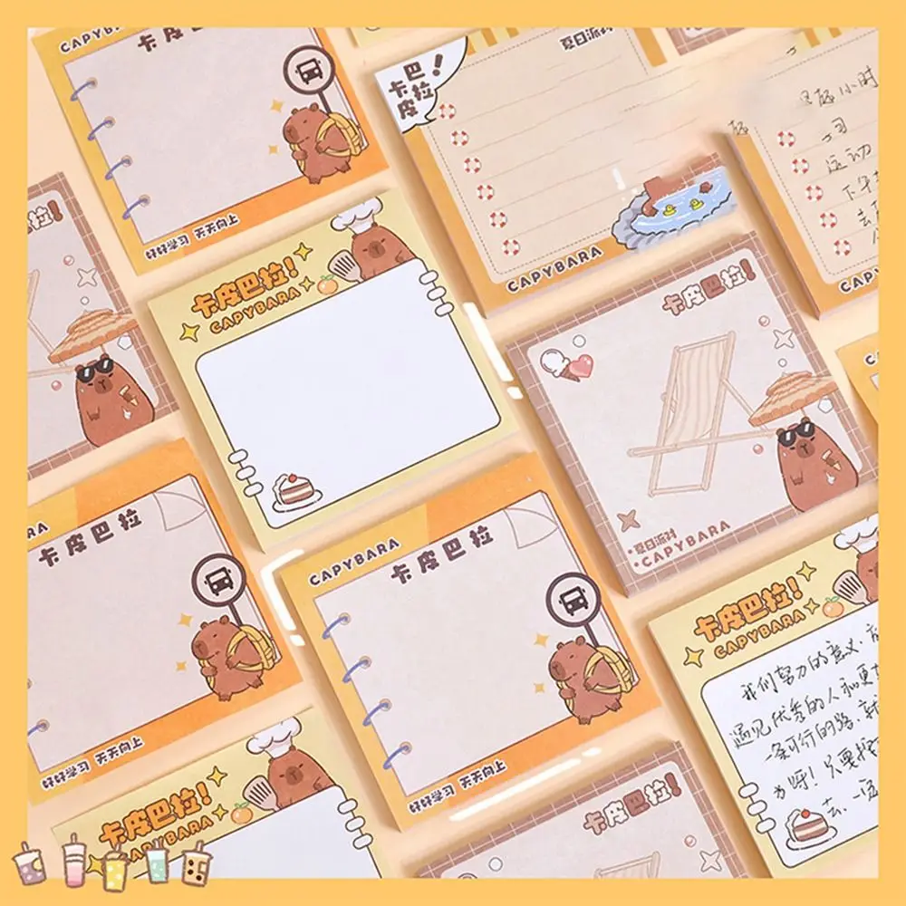 50 pieces Sticky Gift Kawaii Capybara Memo Pad N Times Ins Sticky Notes Multi-purpose Gumming Cartoon Message Notes Kids