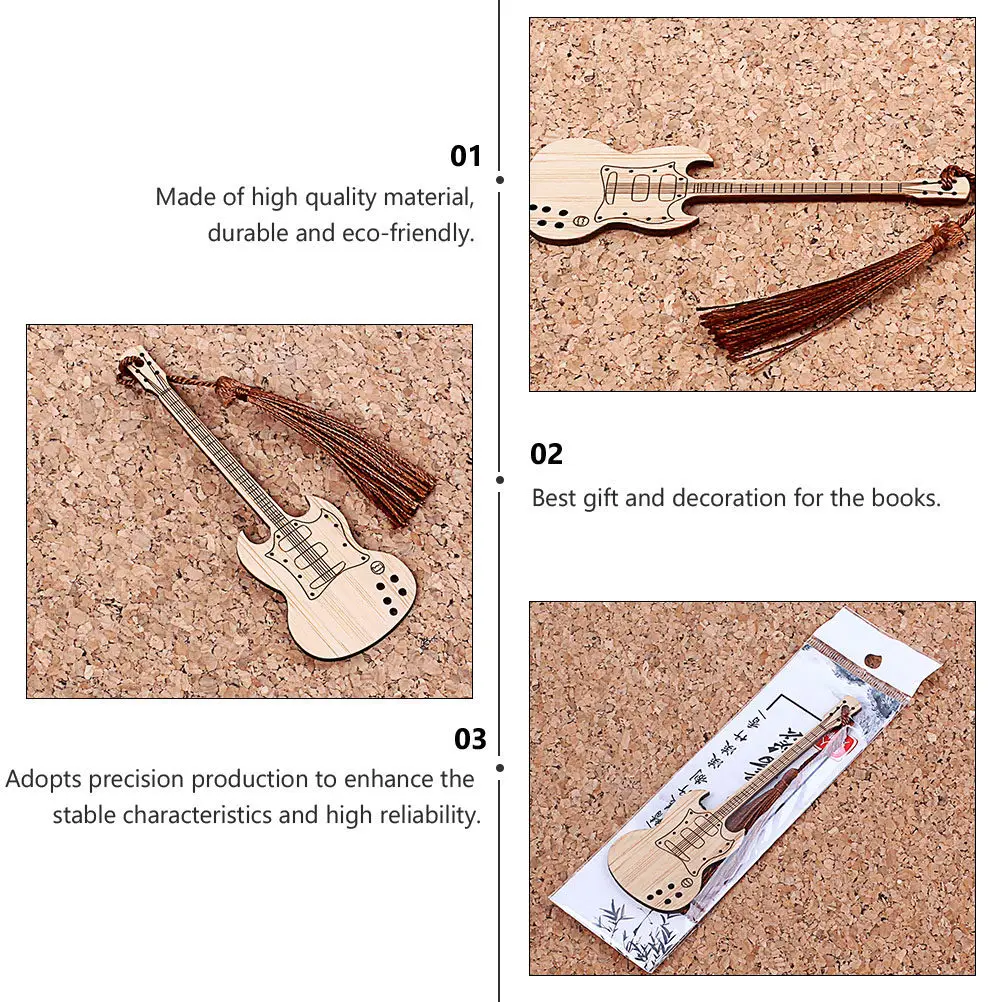 

Bookmark Bamboo Guitar Shape Design Page-Marker for Book Reader Gift Student Graduation Present Reading Organizer Decor