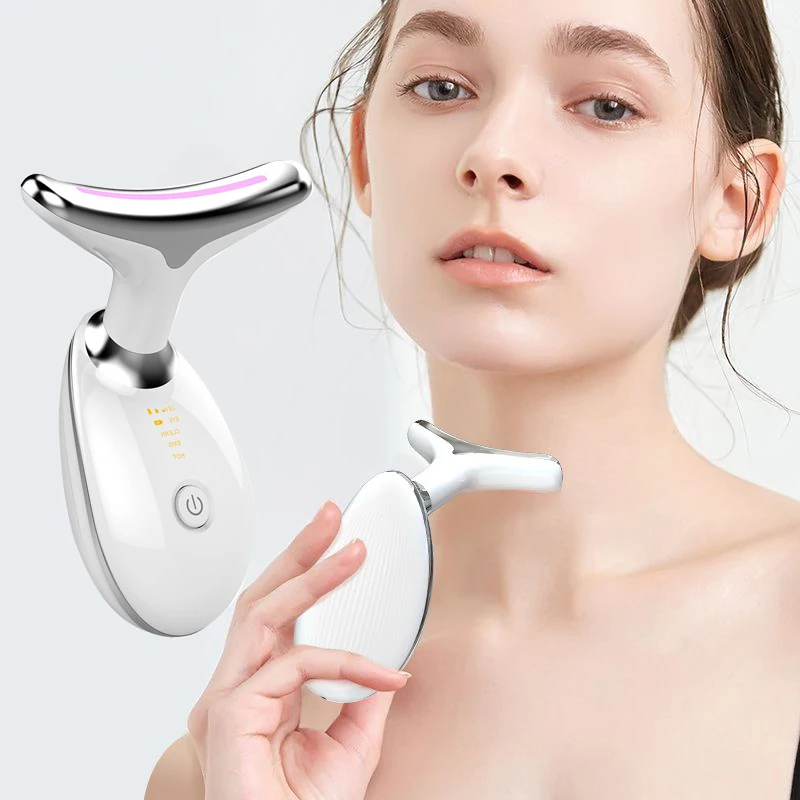 New Remove Double Chin Device LED Photon Heating Therapy Anti-Wrinkle Neck Care Tool Vibration Skin Lifting Tighten Massager