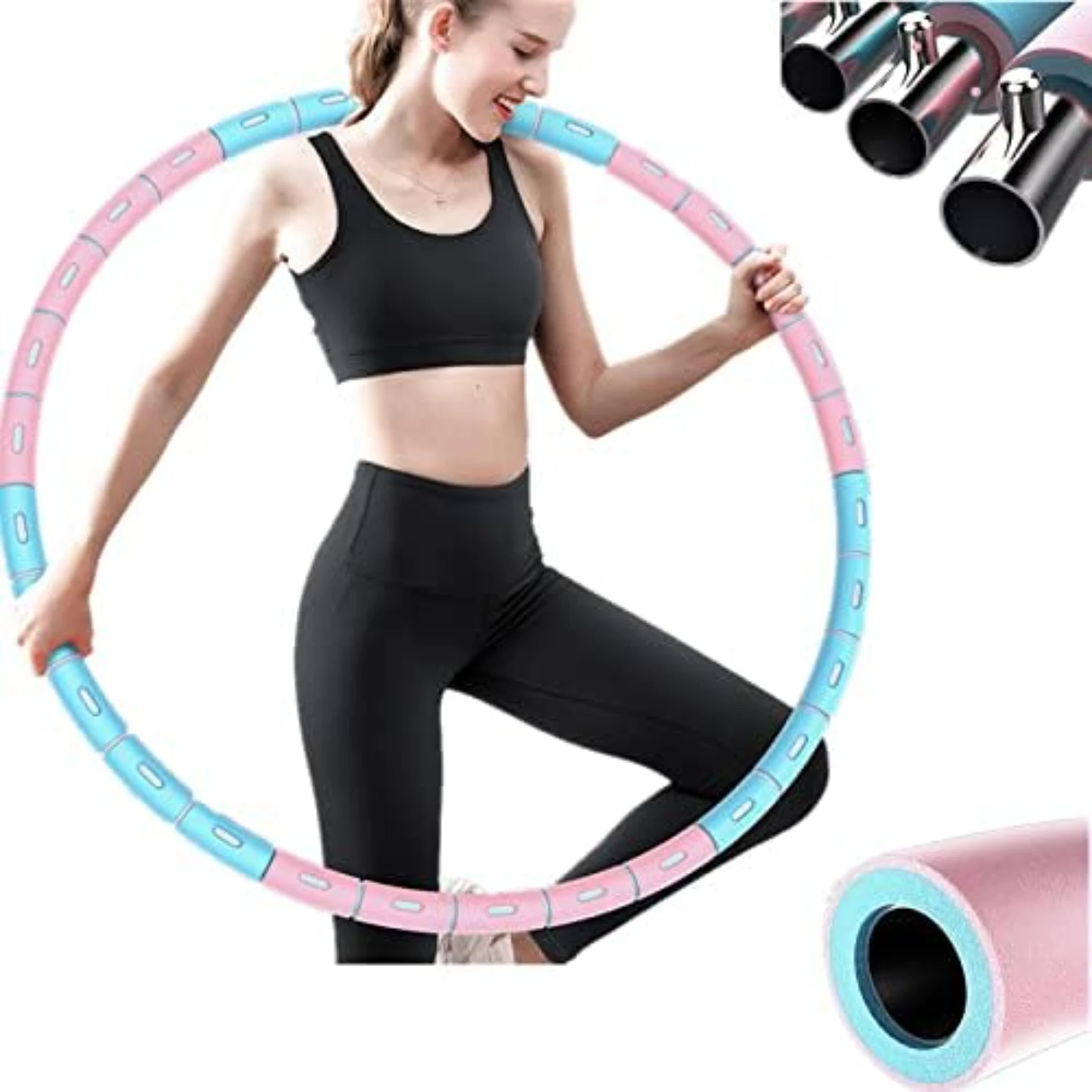 Adjustable, Convenient, and Portable Weighted Hoola Hoop with Soft Padding for Effective Women's Weight Loss Goals - Intense Det