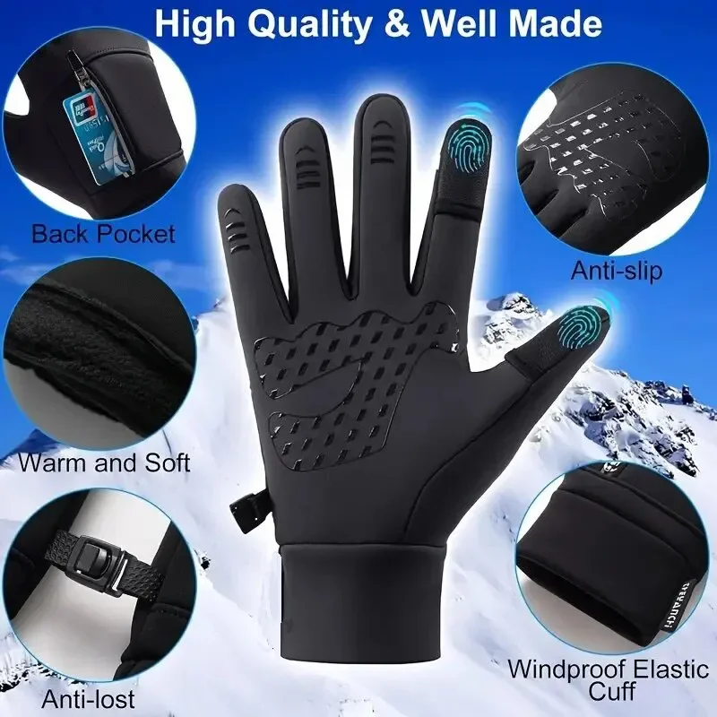 Winterhandschuhe, wasserdichter Thermo-Sporthandschuh für Männer und Frauen zum Laufen, Radfahren, Fahren, Skifahren, Wandern, warmer Handschuh für die Arbeit