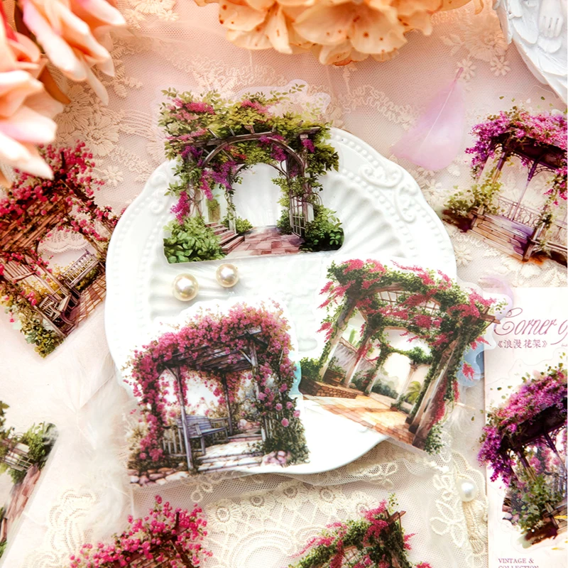 JIANQI 10 pcs Utcasarok Táj matricák Pakli adhesiva diy Zsebnaptár Album scrapbooking Materiális Silány áru lap Anyagellátás