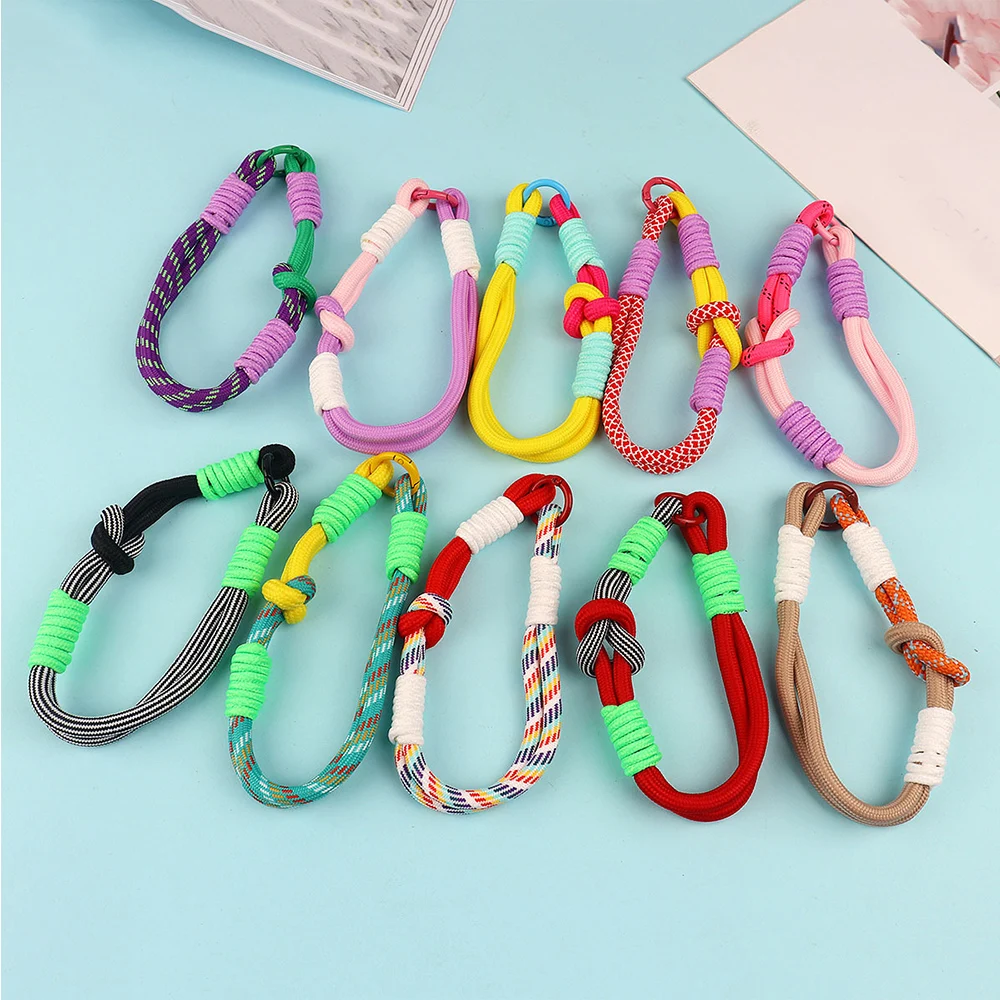 Portable Nylon Phone Straps Cord Mobile Phone Lanyard Nylon Rope Keychain Anti-loss Rope Woven Colorful Keyring Cute Pendant