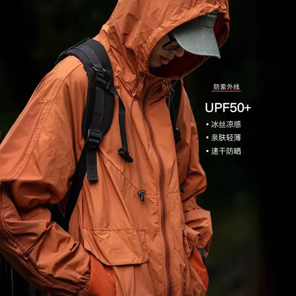 Camping Jackets Windbreaker Skin Coats Men's Waterproof Jacket Outdoor Hooded Sun Protect Clothing Fishing Rain Men Plus New