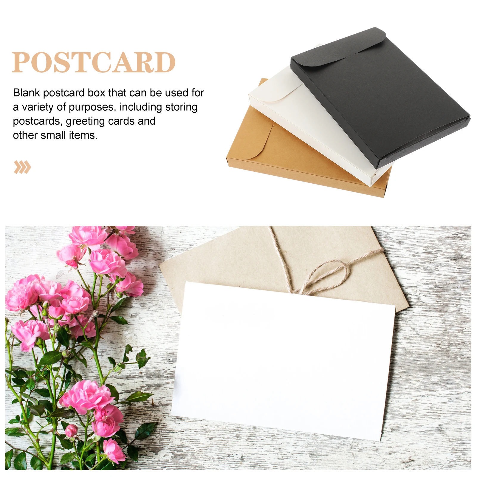 

15pcs Postcard Box Blank Paper Greeting Cards Storage Holder Container Case Lightweight Customizable Card for Travel