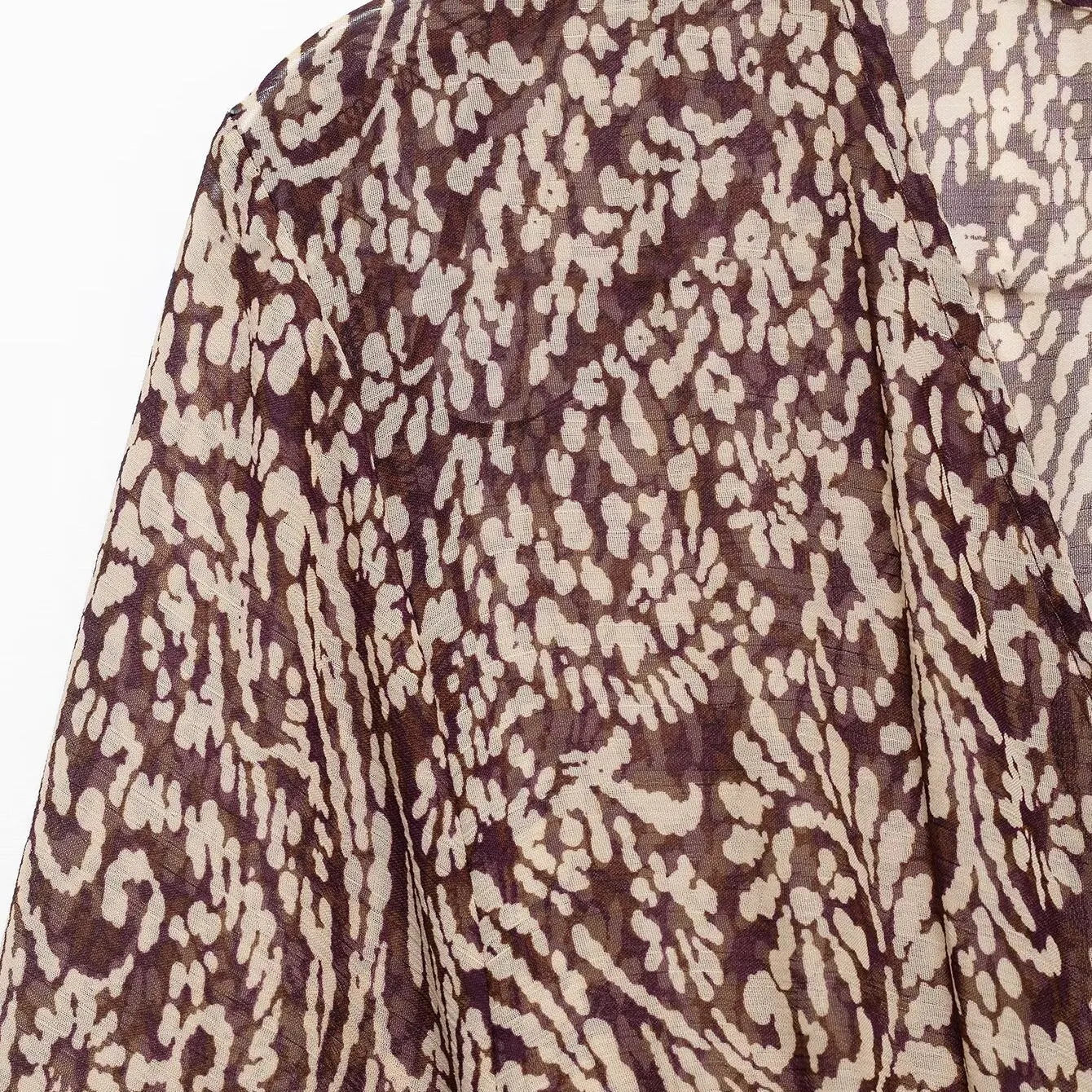 Vestido Midi E com Estampa Decorativa em Camadas, Nova Chegada de Primavera, Moda Fena JNLEAOG, Manga Longa, Decot...