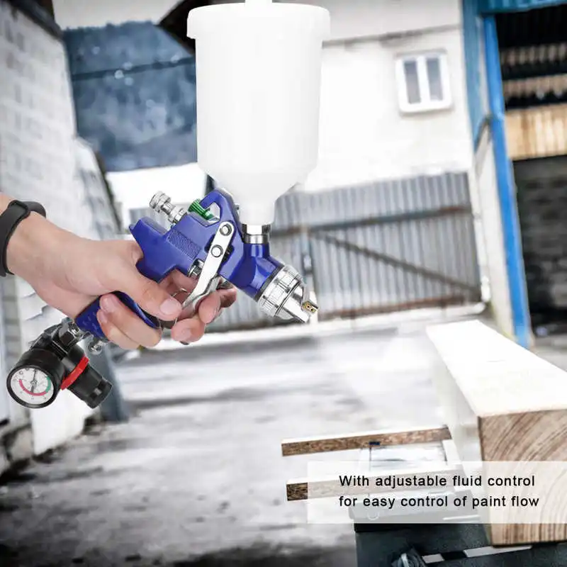 1/4 Pneumatic Air Sprayer Paint Gun with Gravity Feed 0.8/1.4mm Nozzle Oil Water Separator Pressure Gauge Set HVLP Air Inlet