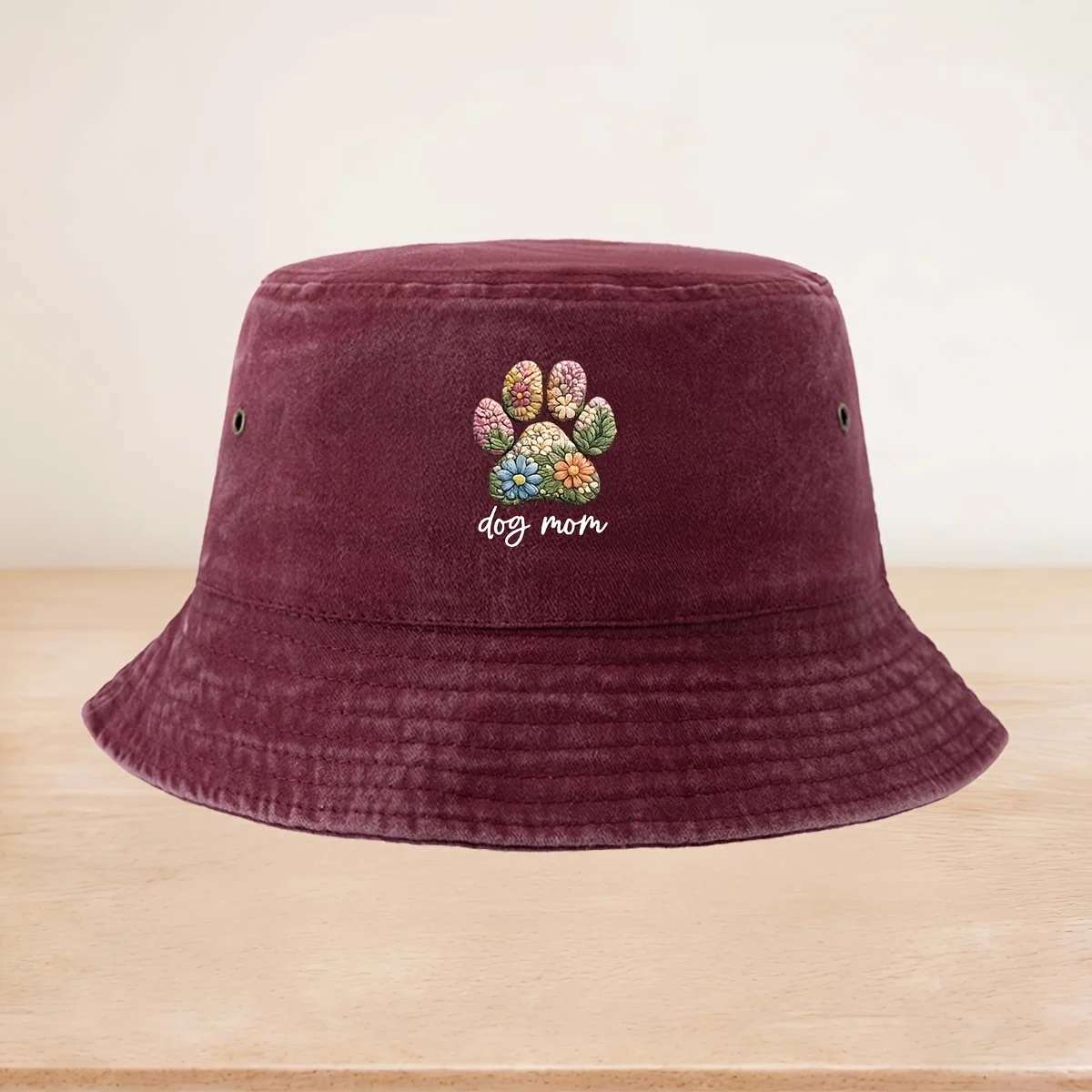 High-Quality Floral Paw Print Dog Mom Pattern Fisherman Hat, Individual Casual Style Casual Cap, Comfortable Truck Driver Fisher