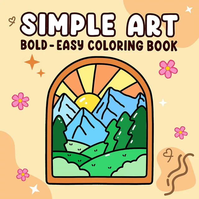 SIMPLE ART Bold-easy Patterns Coloring Book for Adults Cute Drawing Book Perfect Gift for Party and Birthday