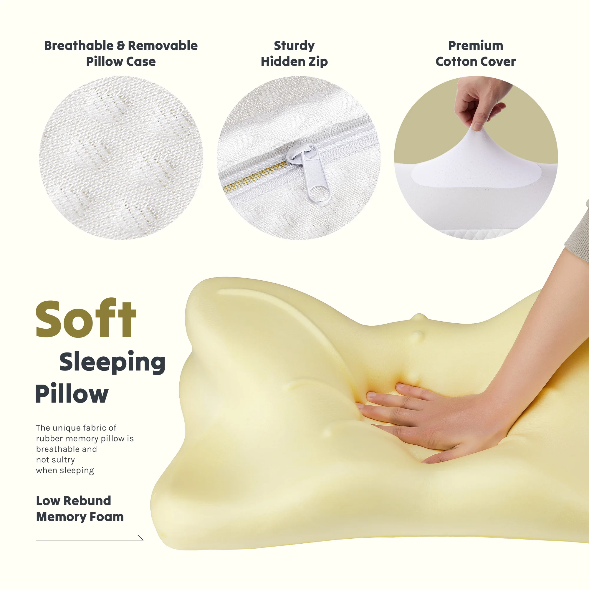 Queen Size Memory Foam Neck Pillow with Washable Cover