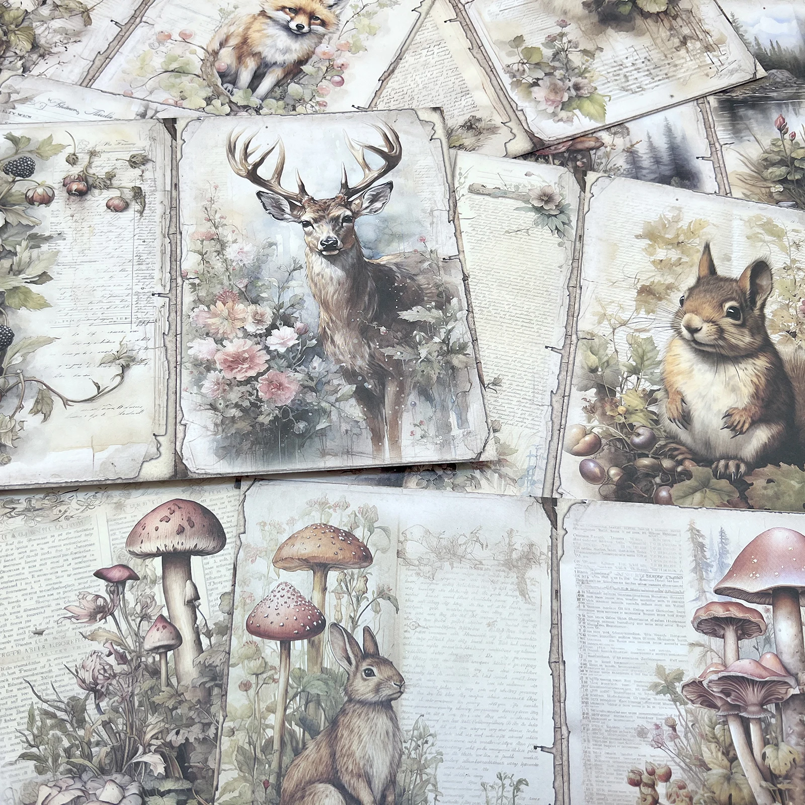 Viguscraft 10Sheets A5 Size Forest animals and plants background Junk Diary Magazine Scrapbooking